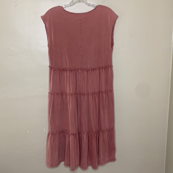 FOR THE REPUBLIC Dress Apricot BOHO COTTON Tiered V-Neck (READ DESCRIPTION) XS - Picture 2 of 13